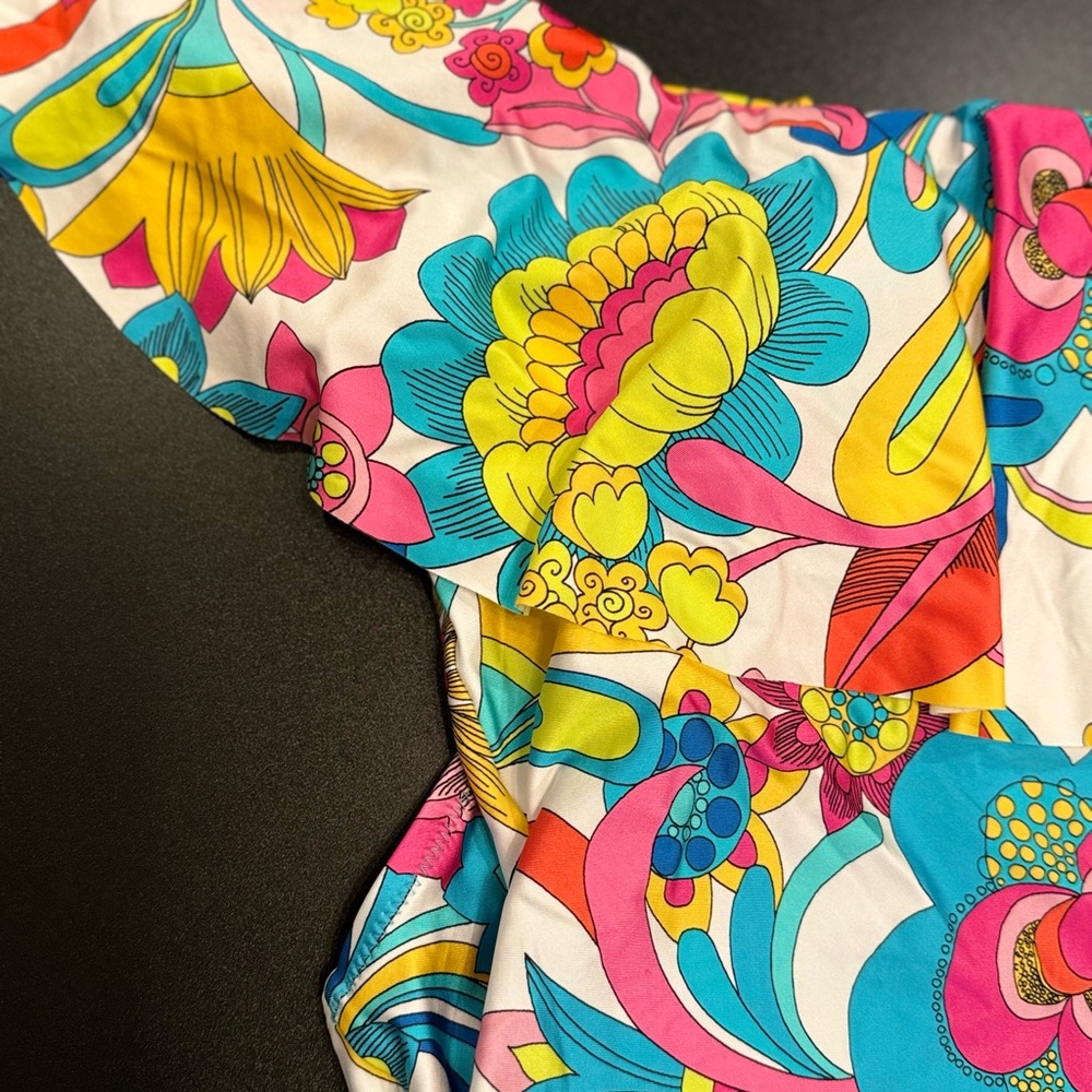 Gorgeous Colorful Trina Turk Fontaine Bandeau Ruffle One-Piece Size 14 NWT - Picture 14 of 16